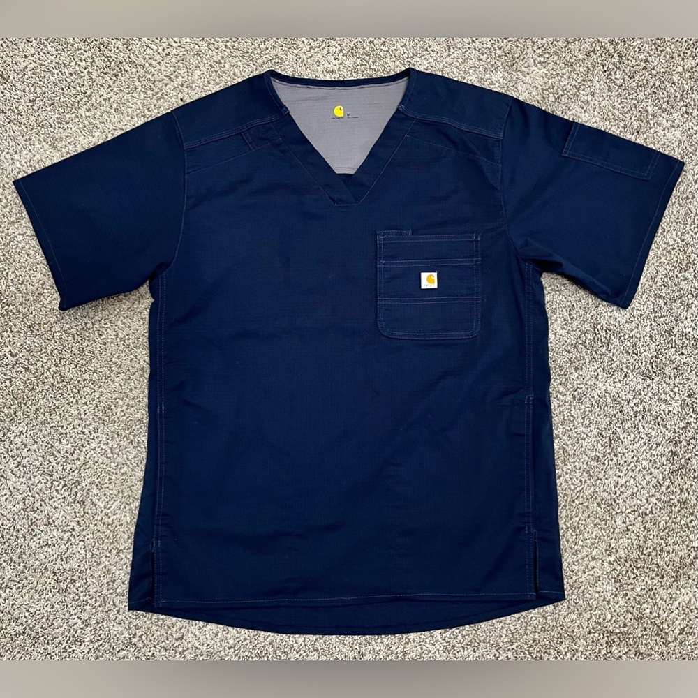 Carhartt Men’s Women’s Size Medium Navy Blue Flex  Scrubs Pullover Top Unisex